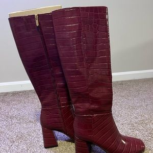 Circus by Sam Edelman Karina Womens Faux Leather Crocodile Print Knee-High Boots